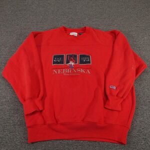 Vintage Nebraska Cornhuskers Sweatshirt Mens Large Red Crable Sportswear NCAA